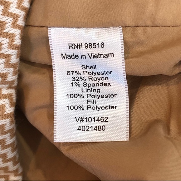 Coldwater Creek puffer vest cream camel zig zag jersey knit XL - Picture 9 of 11